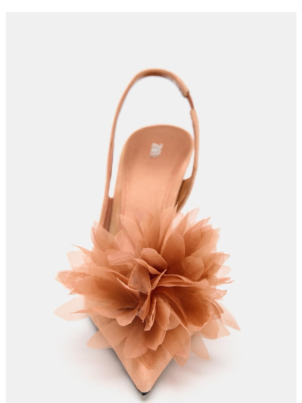 ZARA 100% LEATHER FLORAL SUEDE SLINGBACK HEELS - Picture 2 of 9